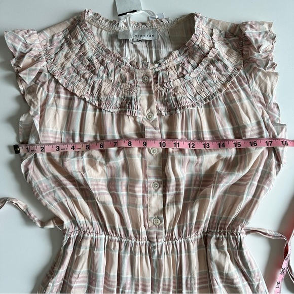 Adelyn Rae Pink Plaid Ruffle Midi Dress Sleeveless Tiered, Size Small - Picture 7 of 13